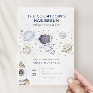 Astronaut Space Baby Shower Invitation Template | ORION Collection