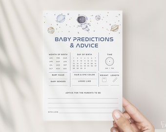 Astronaut Space Baby Predictions and Advice Baby Shower Game Template | ORION Collection