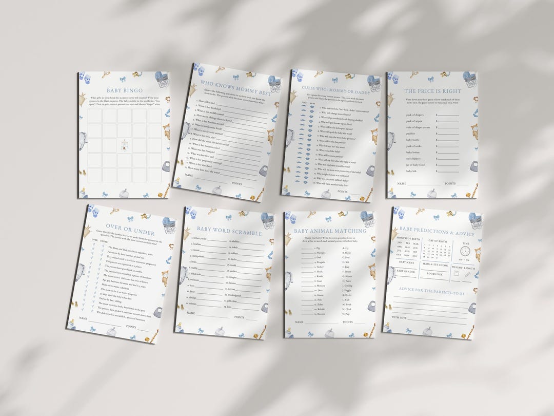 It's a Boy Baby Shower Game Bundle Templates Instant Download for Blue ...