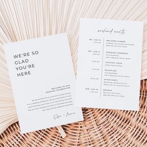 Modern Minimalist Wedding Welcome Letter & Weekend Itinerary Template | MORGAN Collection
