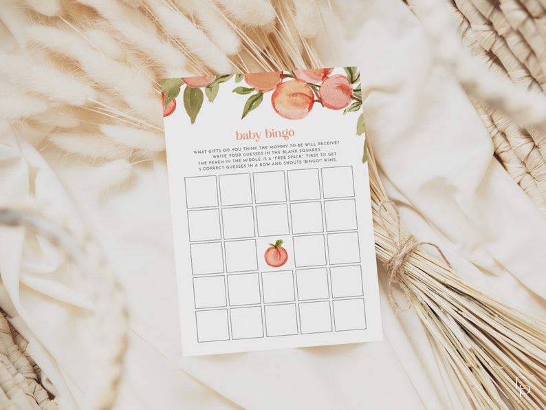 Peach Baby Bingo Baby Shower Game Template | DURANZO Collection - Etsy