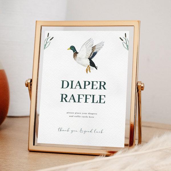 Mallard Duck Diaper Raffle Baby Shower Sign Template | PENELOPE Collection