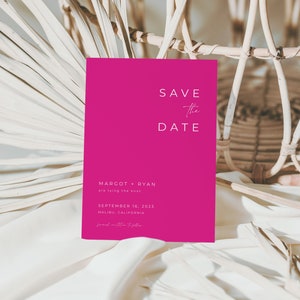 Modern Hot Pink Save the Date Template for Weddings | ROZ Collection