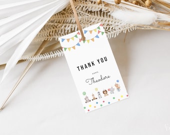 Party Animals Birthday Favor Tag Template for Party Animals Zoo Safari Birthday Party Favor Tags | HAIDER Collection