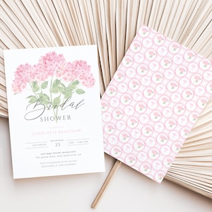 Pink Hydrangea Garden Party Bridal Shower Invitation Template | VINCA Collection