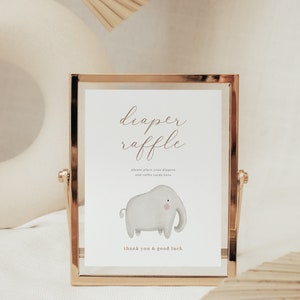 Elephant Baby Shower Diaper Raffle Sign Template for Jungle Safari Baby Shower | RIMBA Collection