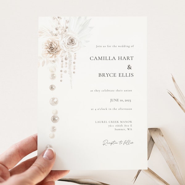 Pearl Wedding Invitation Template | MAREN Collection