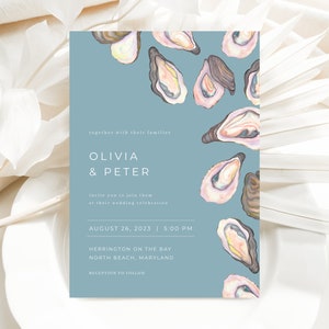 Modern Oyster Wedding Invitation Template with Photo | GHITA Collection