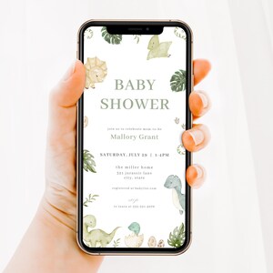 Dinosaur Baby Shower Digital Invite Template for Green Baby Boy Dino Baby Shower Text Message Invite | JAREK Collection