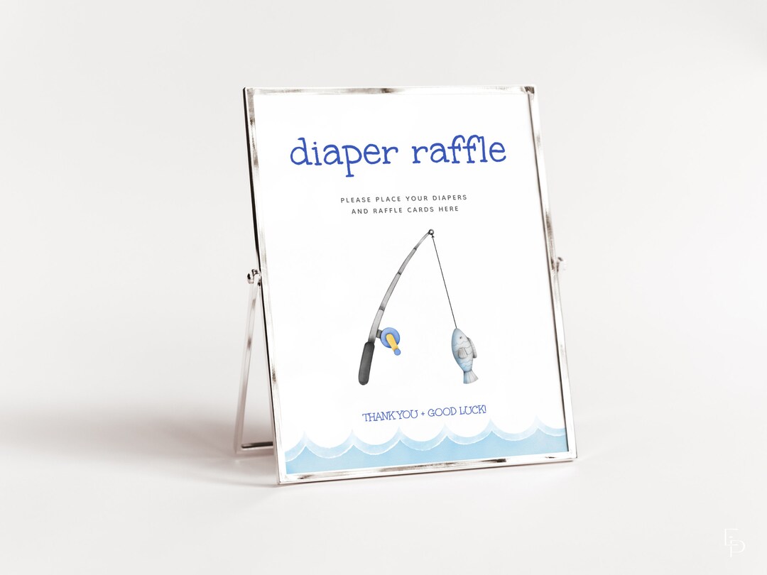 Fishling Ruffle Little Fisherman Fishing Diaper Raffle Baby Shower Sign Template ...
