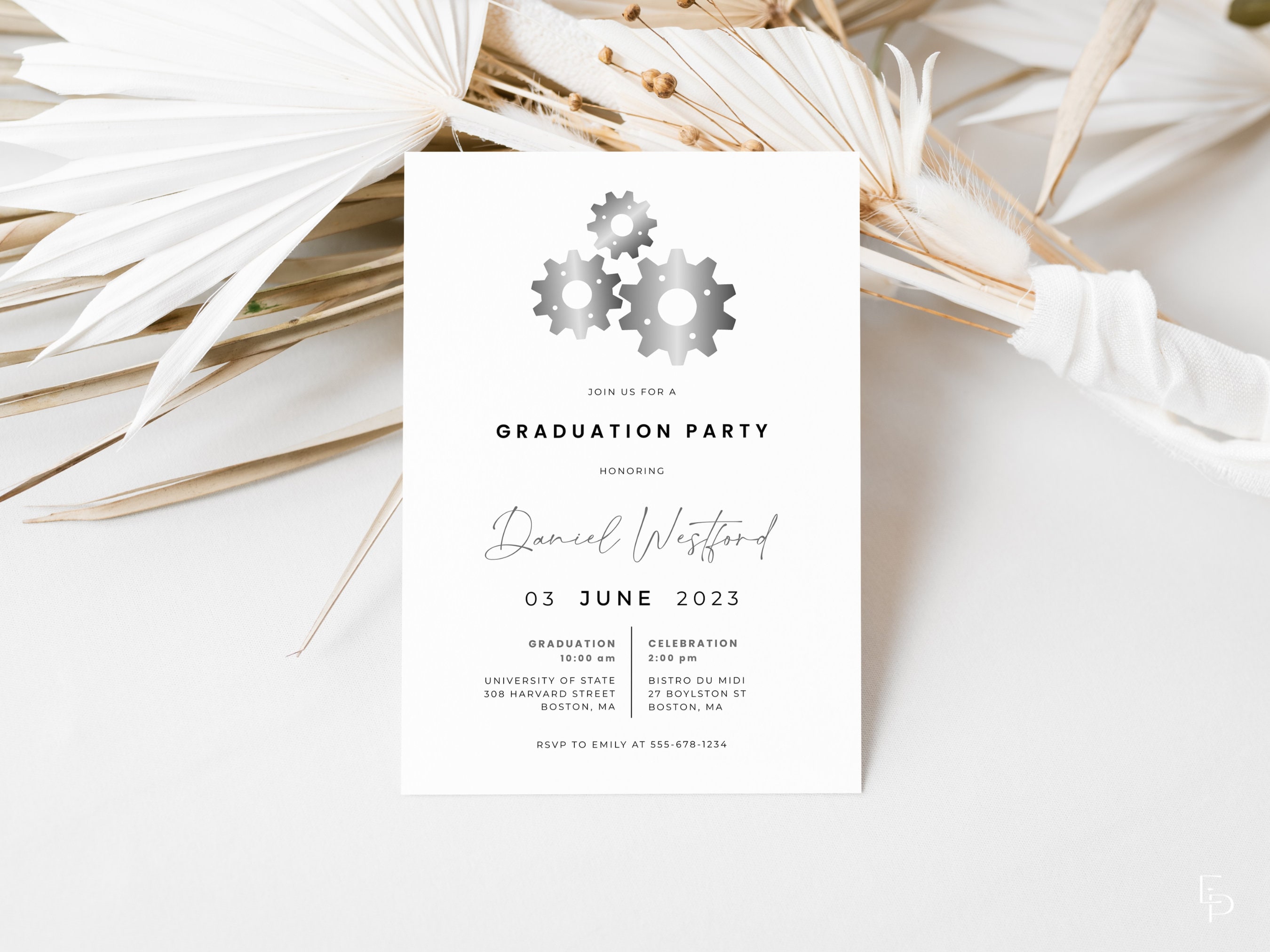 Engineer Contrations Invitation Modern Mechanical Engineer School Graduation Party Invitation Template ...