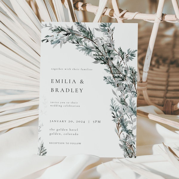 Winter Wedding Invitation Template with Photo | NEVA Collection