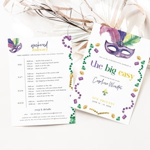 The Big Easy New Orleans Bachelorette Weekend Invite and Itinerary Template | CALLIOPE Collection