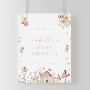 A Little Fairy Baby Shower Welcome Sign Template for Girl Baby Shower | ELVINA Collection