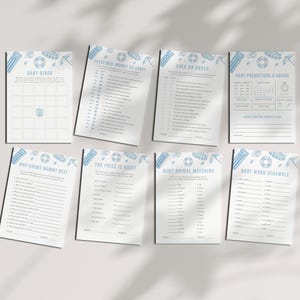 Blue Splish Splash Baby Shower Game Bundle Templates Instant Download for Summer Boy Pool Party Baby Shower Games Bundle | MIRRI Collection