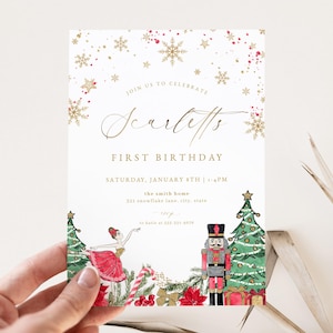 Nutcracker Ballet Birthday Invitation Template for Red Little Sugar Plum Girl Winter Any Age Birthday Invite Editable | LUCIUS Collection