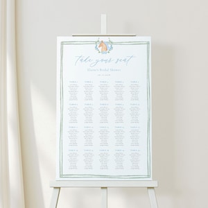 Kentucky Derby Bridal Shower Seating Chart Sign Template for Pastel Blue Horse Race Bridal Shower Seating Poster | PHILIPPA Collection