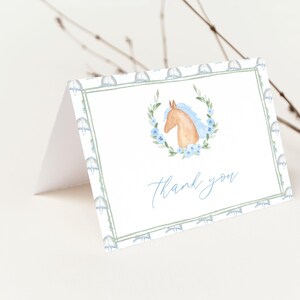 Kentucky Derby Thank You Card Template for Pastel Blue Horse Race ...