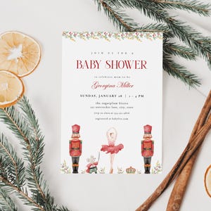 Nutcracker Baby Shower Invitation Template for Red Christmas Winter Baby Shower Invite | FRITZ Collection
