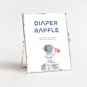 Astronaut Space Diaper Raffle Baby Shower Sign Template | ORION Collection