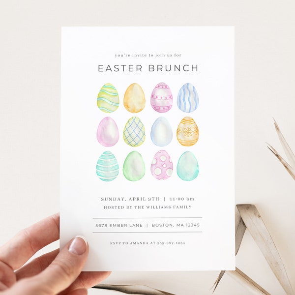 Pastel Modern Easter Brunch Invitation Template | FONTANNE Collection