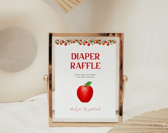 Fall Apple Diaper Raffle Baby Shower Sign Template | ALMILA Collection