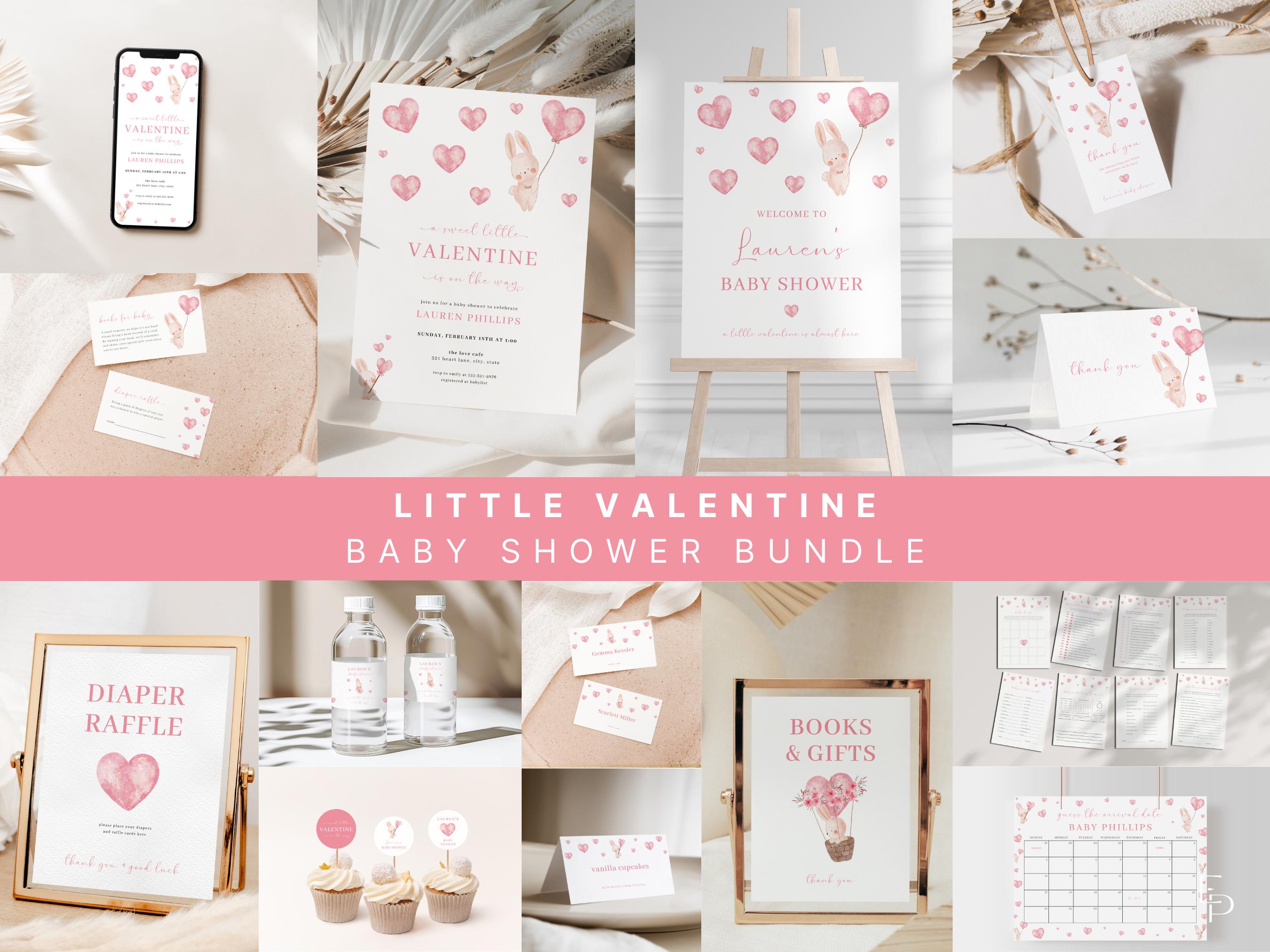 23 Valentine's Day Printable Bottle Labels for Festive Fun 12 Bunny Hearts Little Valentine Baby Shower Invitation Bundle…