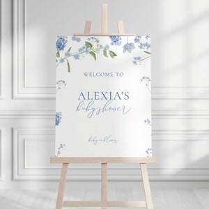 Blue Baby in Bloom Baby Shower Welcome Sign Template for Boy Floral Shower Welcome Poster | RUKA Collection