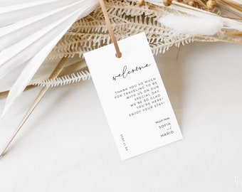 Moderne Minimalistische Hochzeit Willkommen Tag Vorlage Bearbeitbare Hochzeit Willkommen Tags Digitaler Download Druckbare | MORGAN Kollektion