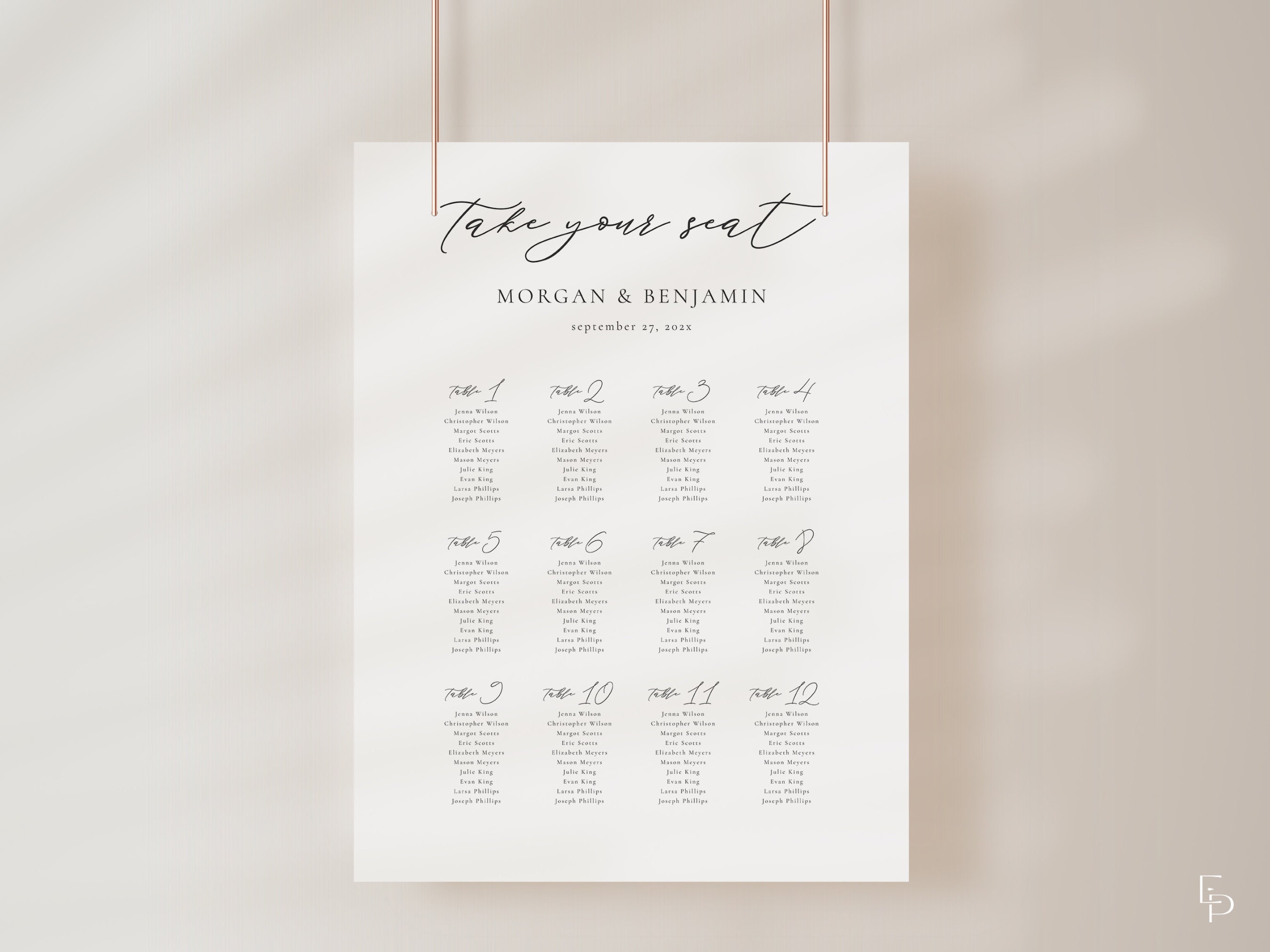 Wedding Seating Chart Template