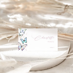 Feminine Butterfly Place Card Template for Bridal Shower | KIMANA Collection