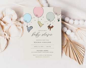 Classic Winnie the Pooh Baby Shower Invitation Template | MELINA Collection