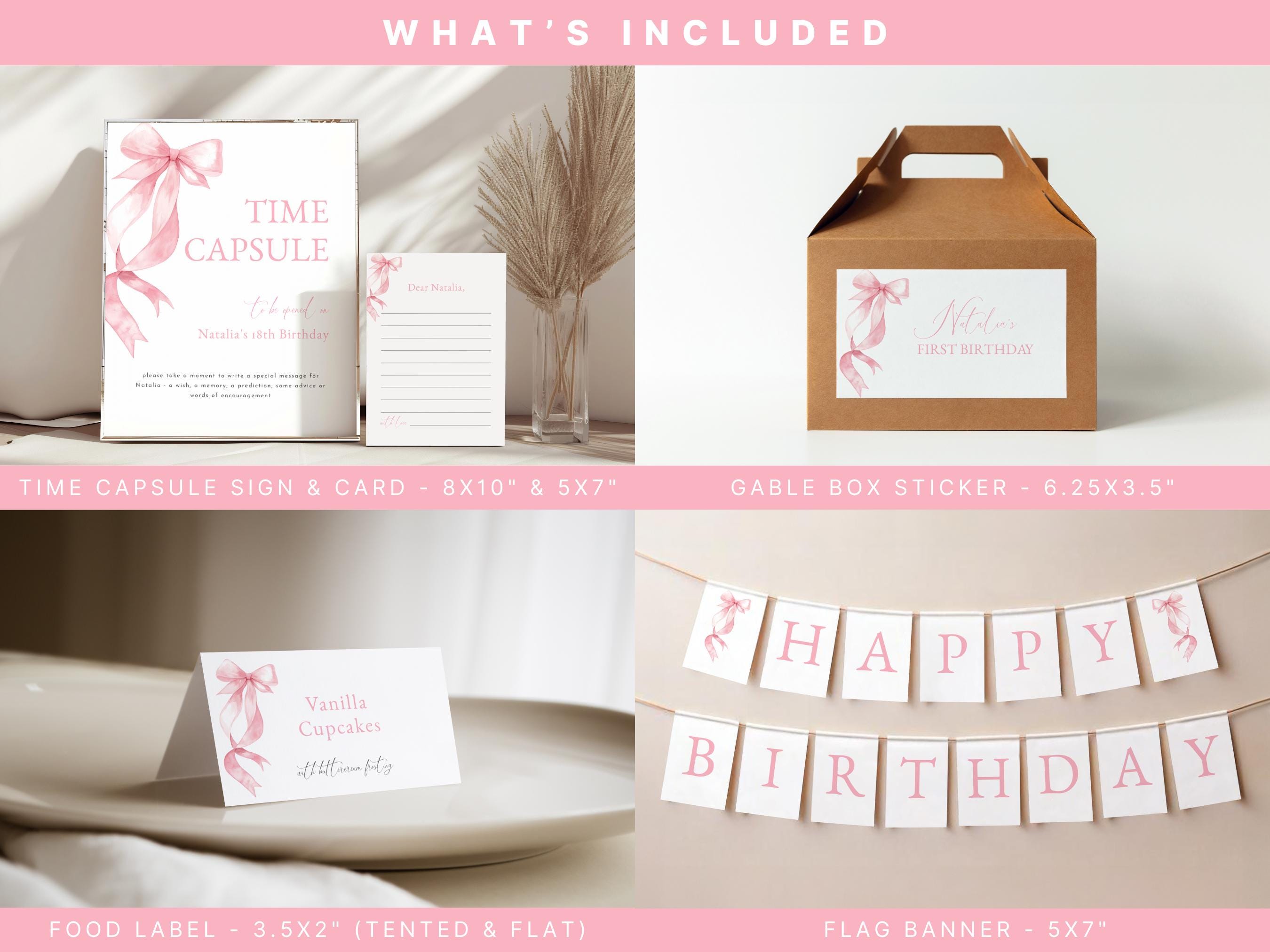 Pink Bow Birthday Bundle Template for Girl 1st Birthday Pink Coquette ...