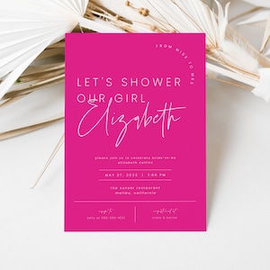 Modern Hot Pink Bridal Shower Invitation Template | PINKIE Collection