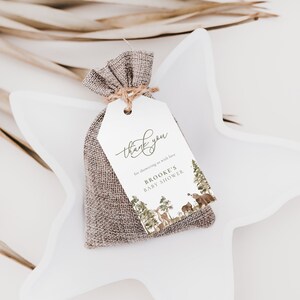 Woodland Baby Shower Favor Tag Template for Woodland Animals Baby Shower Favor Tags | ADAIR Collection