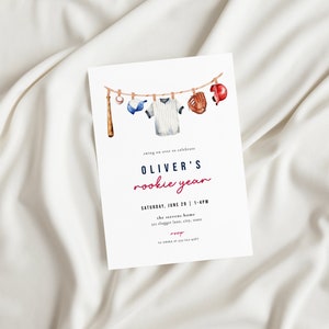 Baseball 1st Birthday Invitation Template for Boy's Baseball Rookie Year First Birthday Invite | CAREW Collection