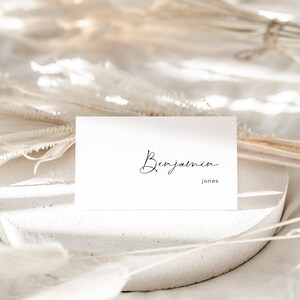 Modern Minimalist Place Card Template with Meal Icons for Weddings | MORGAN Collection