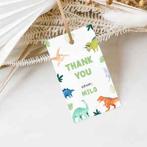 Dinosaur Birthday Favor Tag Template for Boy Birthday Jurassic Colorful Dino Birthday Party Favor Tags | HECTOR Collection