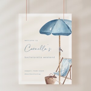 Blue Beach Bachelorette Welcome Sign Template | DARYA Collection