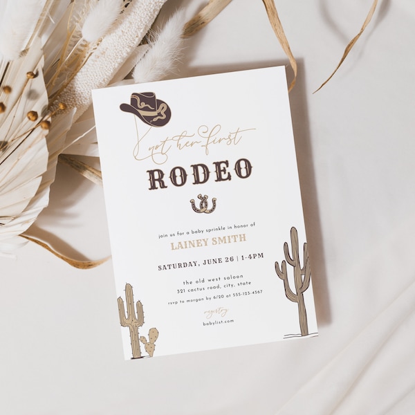 Not Her First Rodeo Baby Sprinkle Invitation Template for Western Cowgirl Baby Shower Invite | LOUELLA Collection