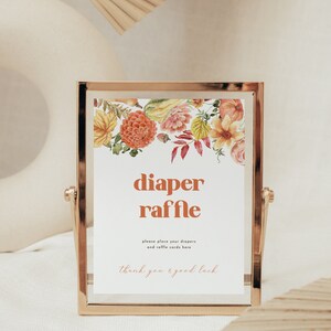 Autumn Pumpkin Fall Diaper Raffle Baby Shower Sign Template | ROWAN Collection
