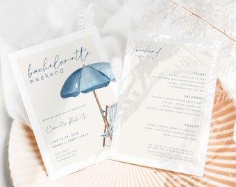 Beach Bachelorette Weekend Invite and Itinerary Template | DARYA Collection