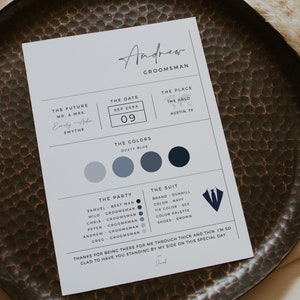 Groomsmen Info Card Template | MORGAN Collection