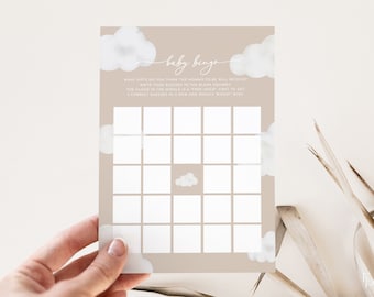 Oh Baby Modern Neutral Cloud Baby Bingo Baby Shower Game Template | ANAN Collection