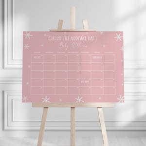 Baby It's Cold Outside Baby Shower Guess the Due Date Calendar Game Sign Template for Girl Winter Baby Shower Arrival | ANDRI Collection