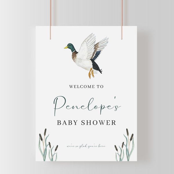 Mallard Duck Baby Shower Welcome Sign Template | PENELOPE Collection