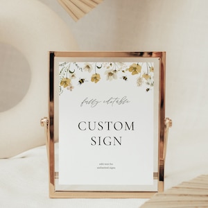 Bride to Bee Bridal Shower Custom Sign Template in 5x7 and 8x10 for Yellow Wildflower and Honey Bee Event Signage | PAMELA Collection