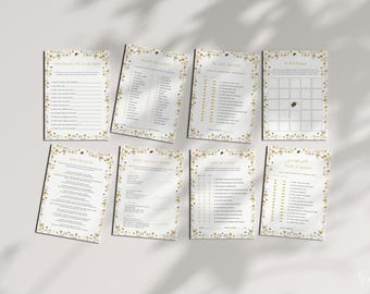 Bride to Bee Bridal Shower Game Bundle Template for Yellow Wildflower and Honey Bee Bridal Shower Games Instant Download | PAMELA Collection