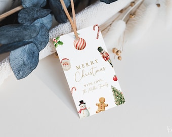 Editable Christmas Gift Tag Printable Template Christmas Present Label Holiday Favor Tag Merry Christmas Digital Download | ORON Collection