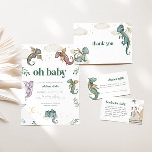 Mythical Dragon Baby Shower Invitation Bundle Template for Fairytale Baby Shower | KAIDA Collection